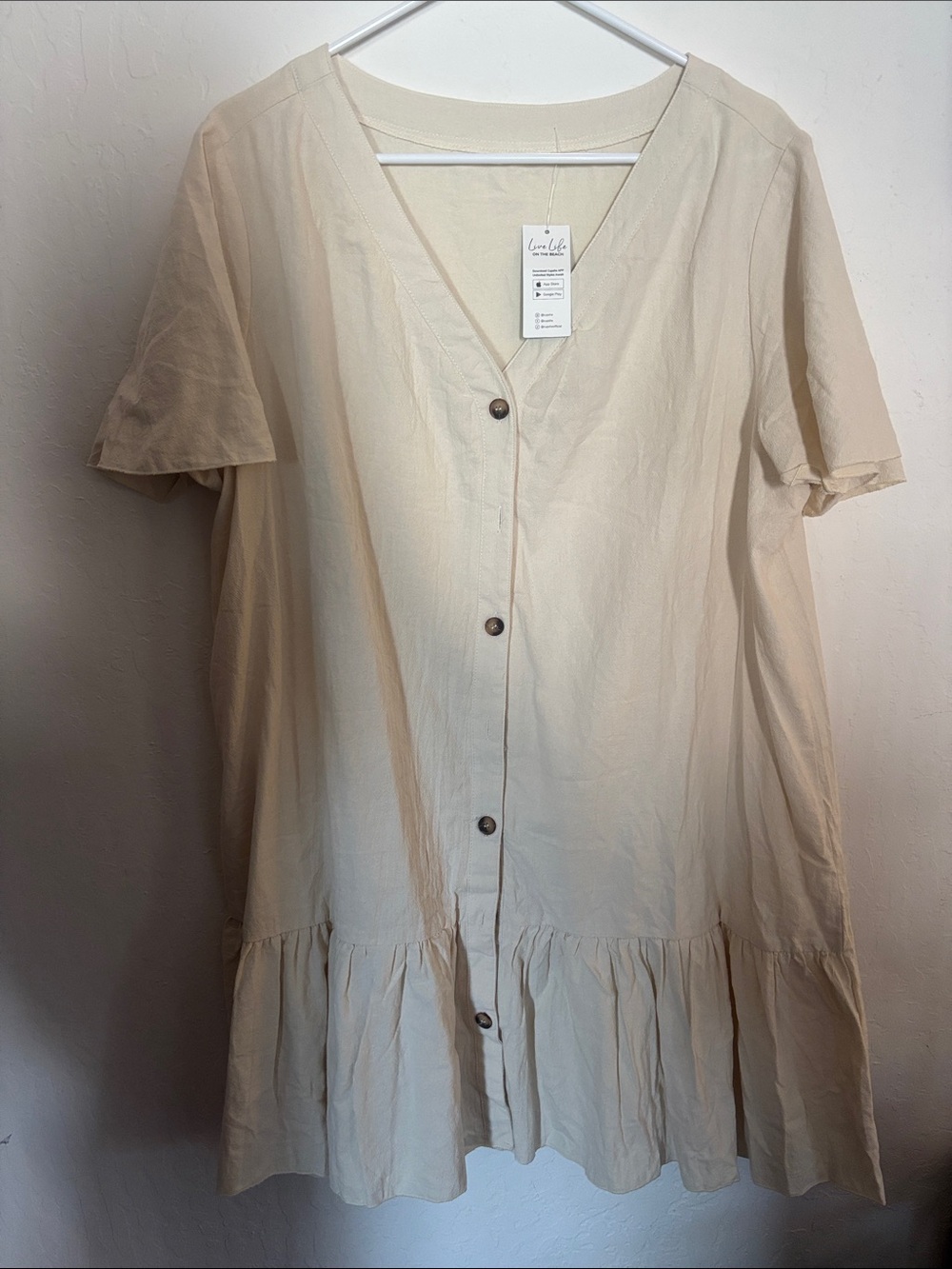 Cupshe Cream Button-Front Midi Dress